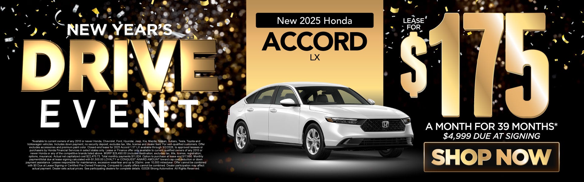 2025 Honda Accord LX Lease for $175 a month for 39 Months* 