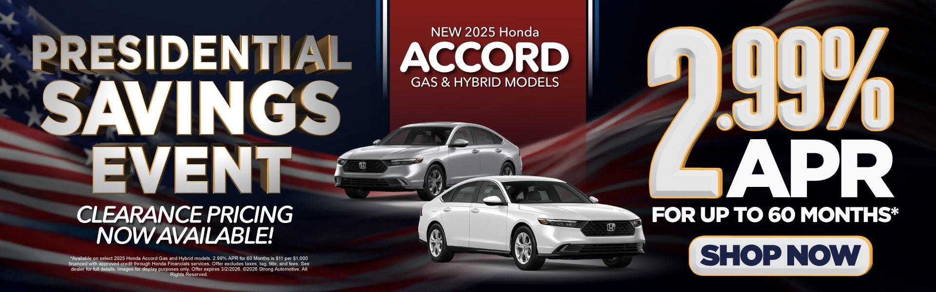 New 2025 Honda Accord Models 2.99% APR for up to 60 months*