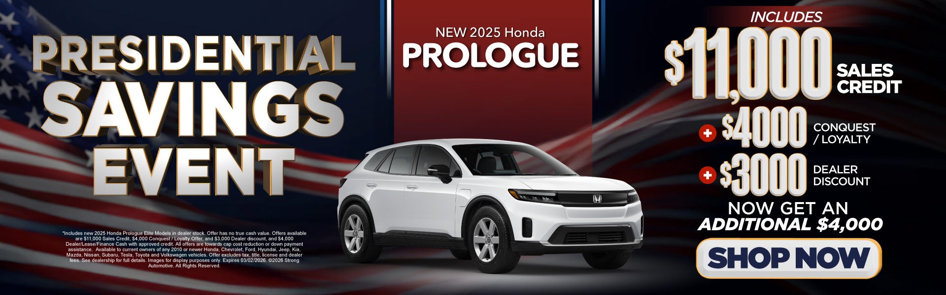 2025 Honda Prologue Includes $11,000 Sales Credit*