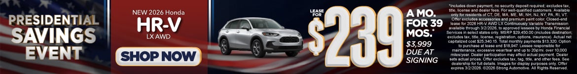 2026 Honda HR-V LX AWD "Lease for $239 a month for 39 Months* $3,999 due at signing"