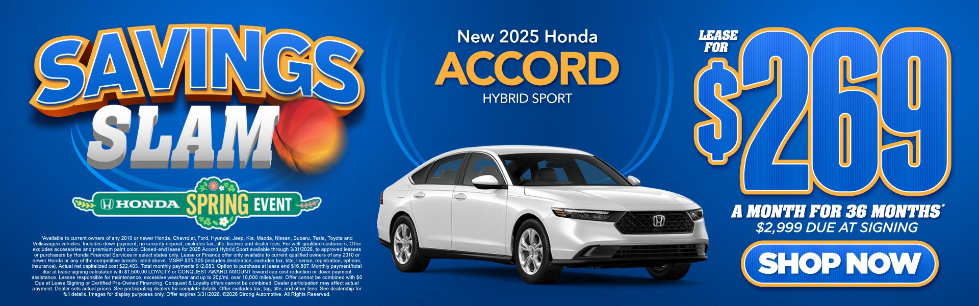 2025 Honda Accord Hybrid Sport	"Lease for $269 a month for 3