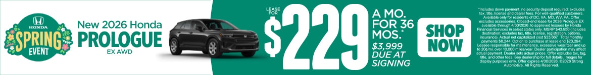 2026 Honda Prologue EX AWD "Lease for $229 a month for 36 Months* $3,999 due at signing"