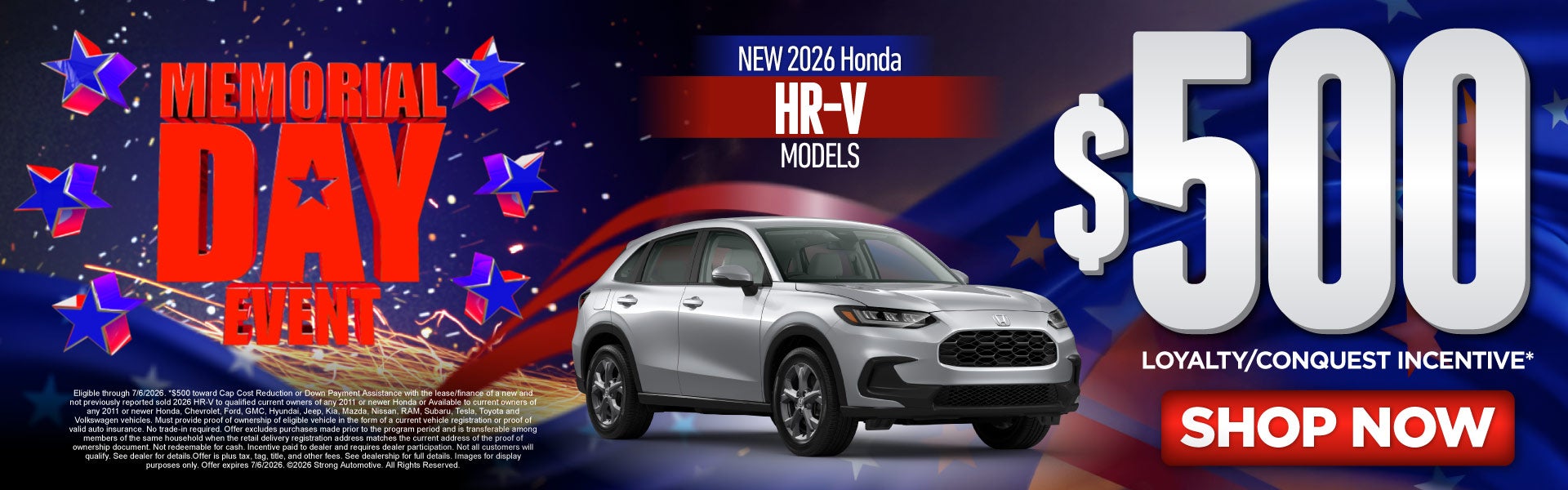 2026 Honda HR-V LX AWD 	"Lease for $195 a month for 36 Month