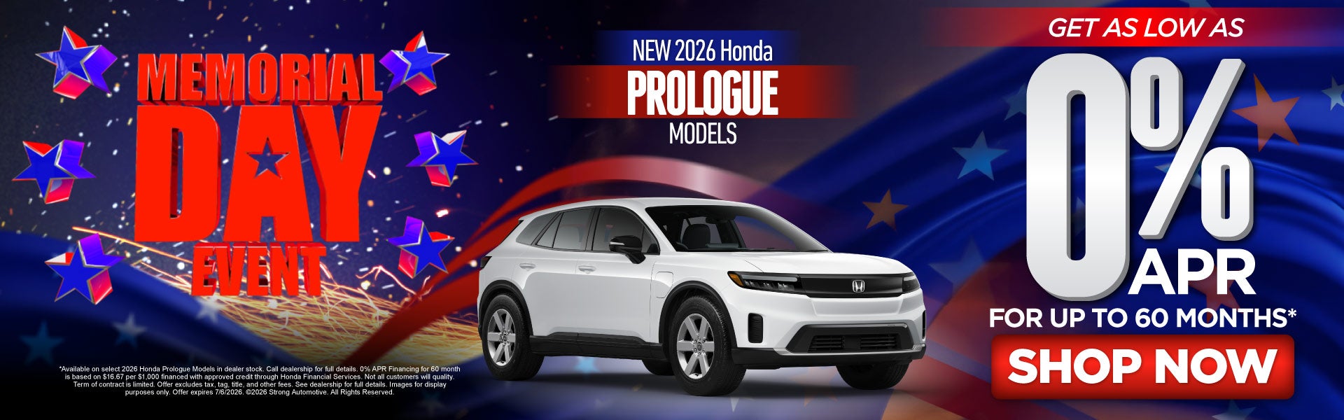 New 2026 Honda Prologue Models	Get as low as 0% APR for up t