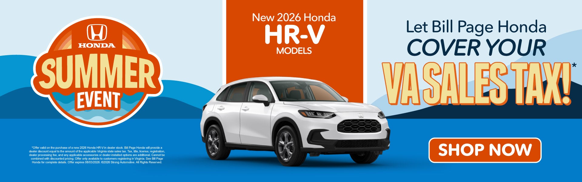 New 2026 Honda HRV Models 	Let Bill Page Honda Cover your VA