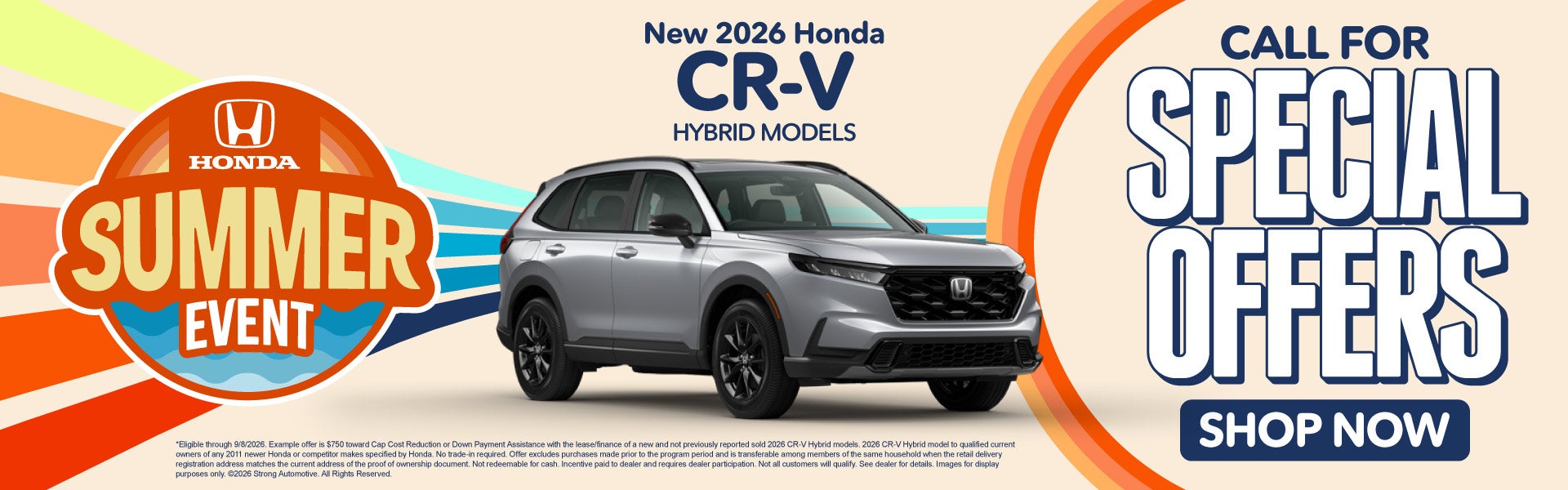 New 2026 Honda CR-V Hybrid Models	Call for Special Offers! 