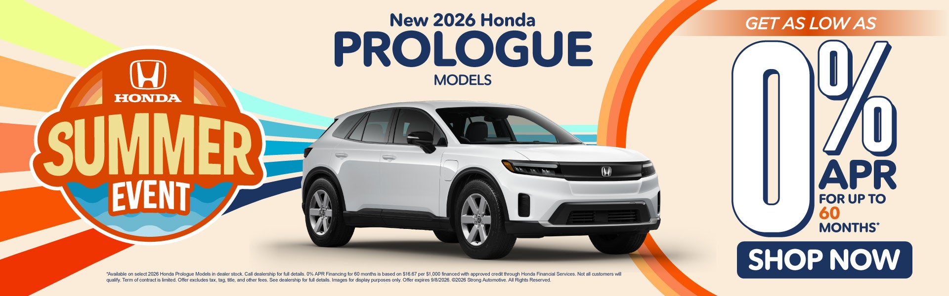New 2026 Honda Prologue Models	Get as low as 0% APR for up t