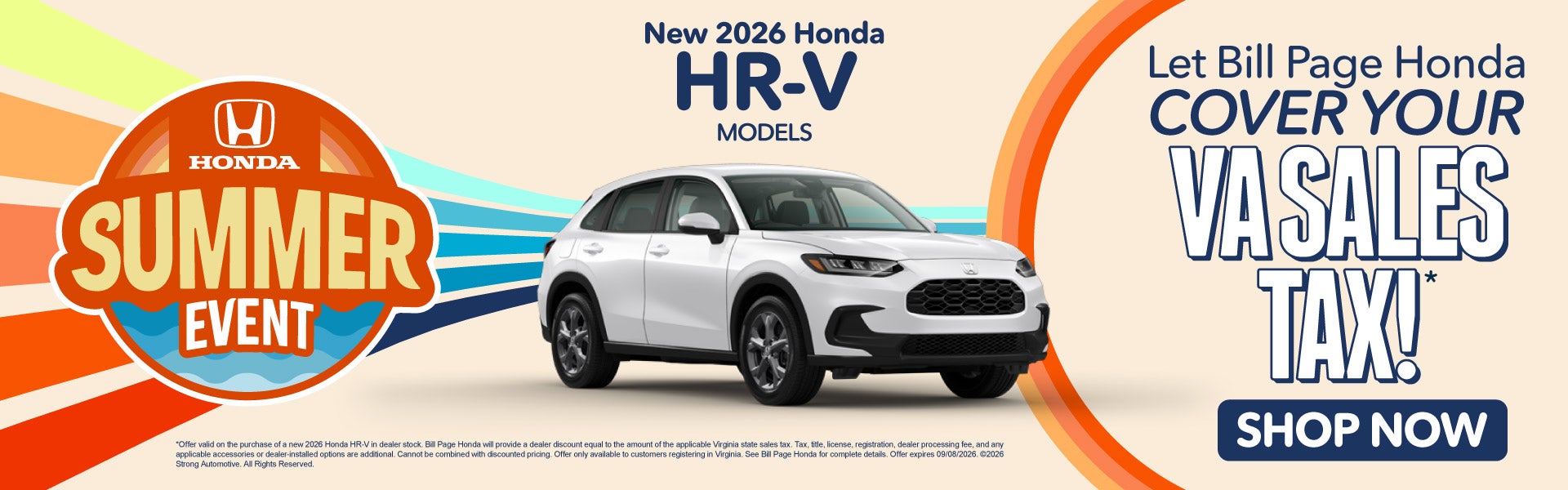 New 2026 Honda HRV Models 	Let Bill Page Honda Cover your VA
