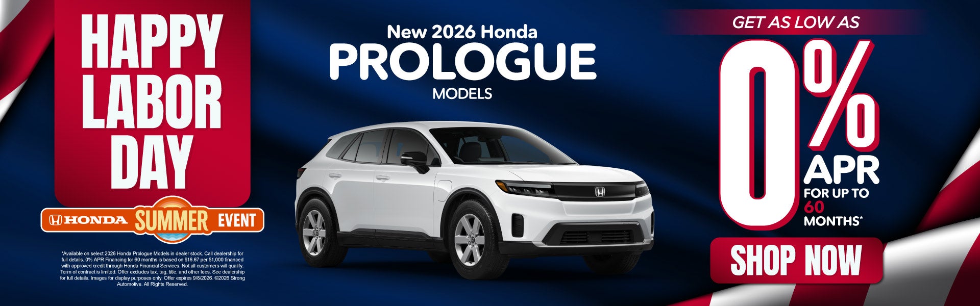 New 2026 Honda Prologue Models	Get as low as 0% APR for up t