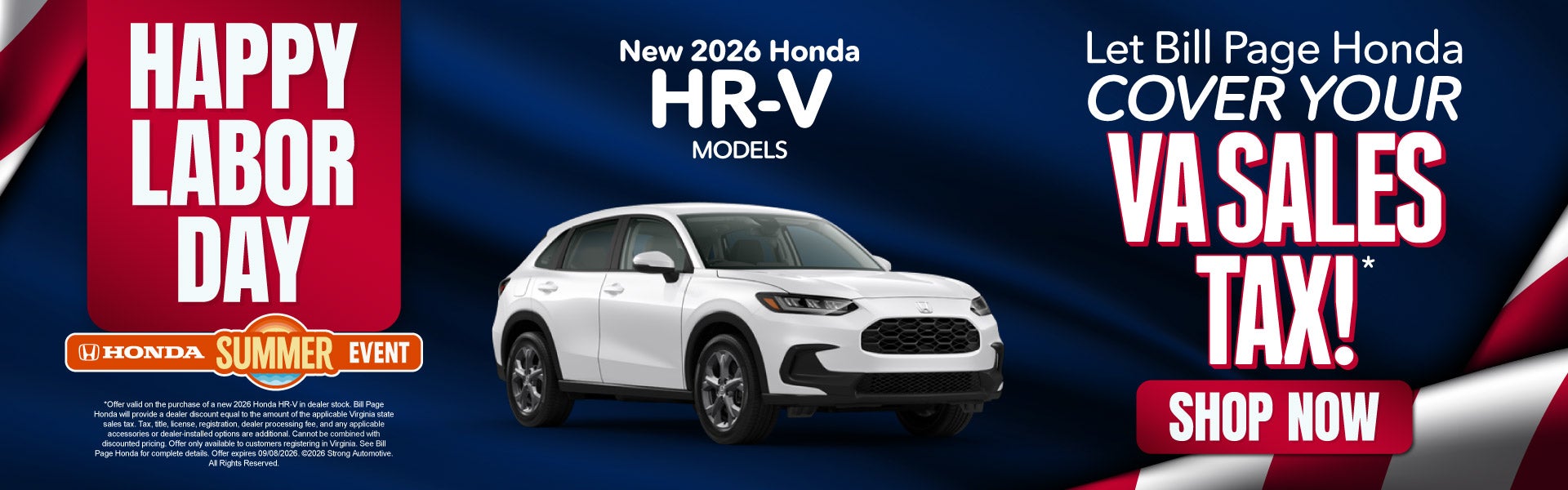 New 2026 Honda HRV Models 	Let Bill Page Honda Cover your VA