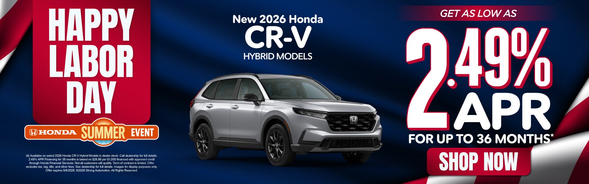 New 2026 Honda CR-V Hybrid Models 	Get as low as 2.49% for u