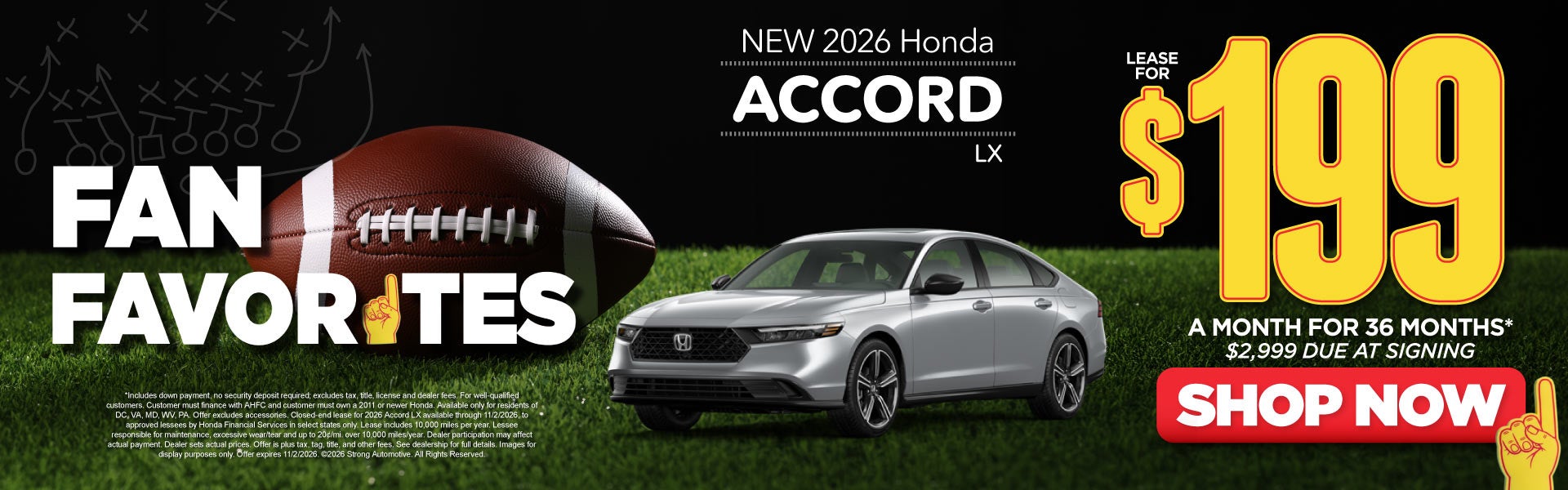 New 2026 Honda Accord LX	"Lease for $199 a month for 36 mont