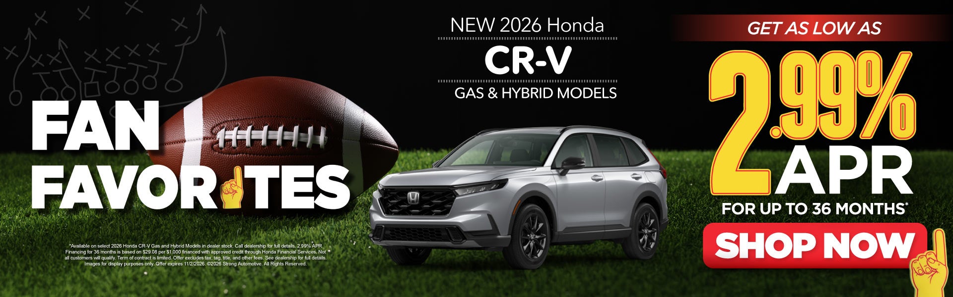 New 2026 Honda CR-V Gas & Hybrid Models	Get as low as 2.99% 