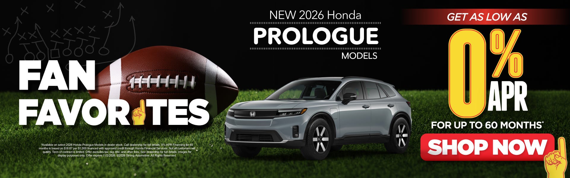 New 2026 Honda Prologue Models	Get as low as 0% APR for up t